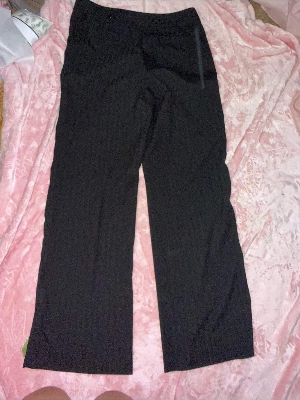 Black Ribbed Knit Wide-Leg Pants - Picture 6 of 6